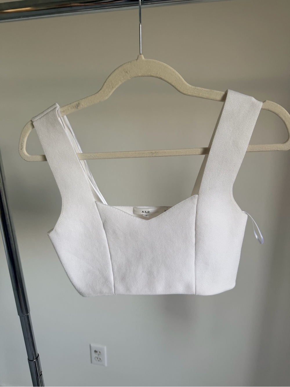 NWOT A.L.C. White Structured Crop Top with Wide Straps